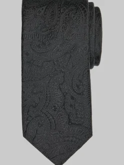 Ties-Joseph Abboud Narrow Tie Tonal Paisley Black