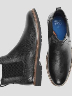 Boots-Nunn Bush Otis II Leather Plain Toe Chelsea Boots Black