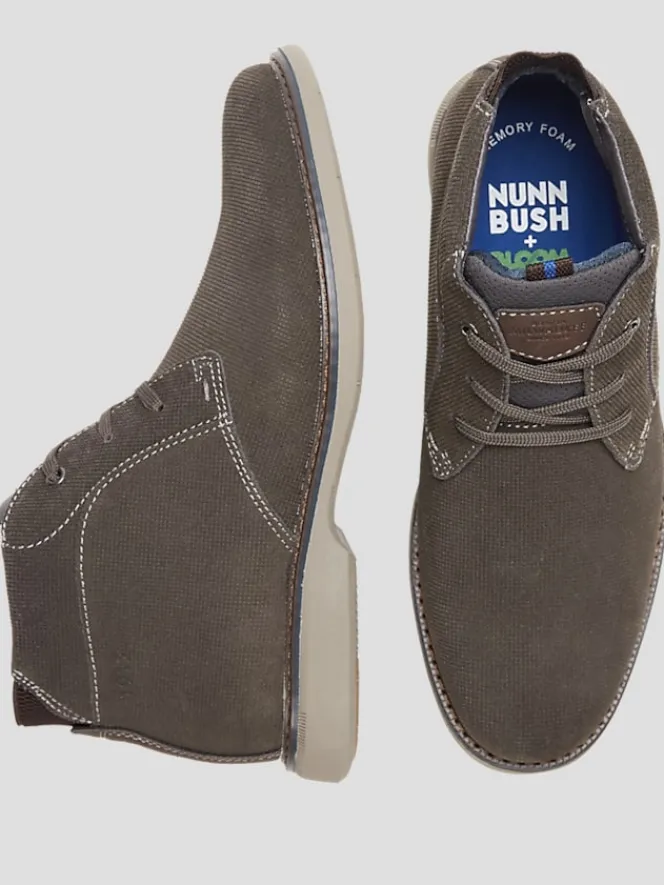 Boots-Nunn Bush Otto Suede Lace-up Plain Toe Chukka Boots Gray