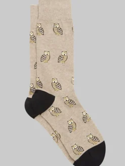 Socks-Egara Owl Socks, 1-pair Oatmeal