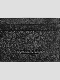 Wallets-Pronto Uomo Pebbled Leather Front Pocket Card Case Black