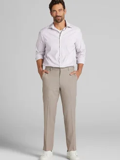 Patterned Dress Shirts|Designer Dress Shirts-Joseph Abboud Performance Small Plaid Dress Shirt Grey