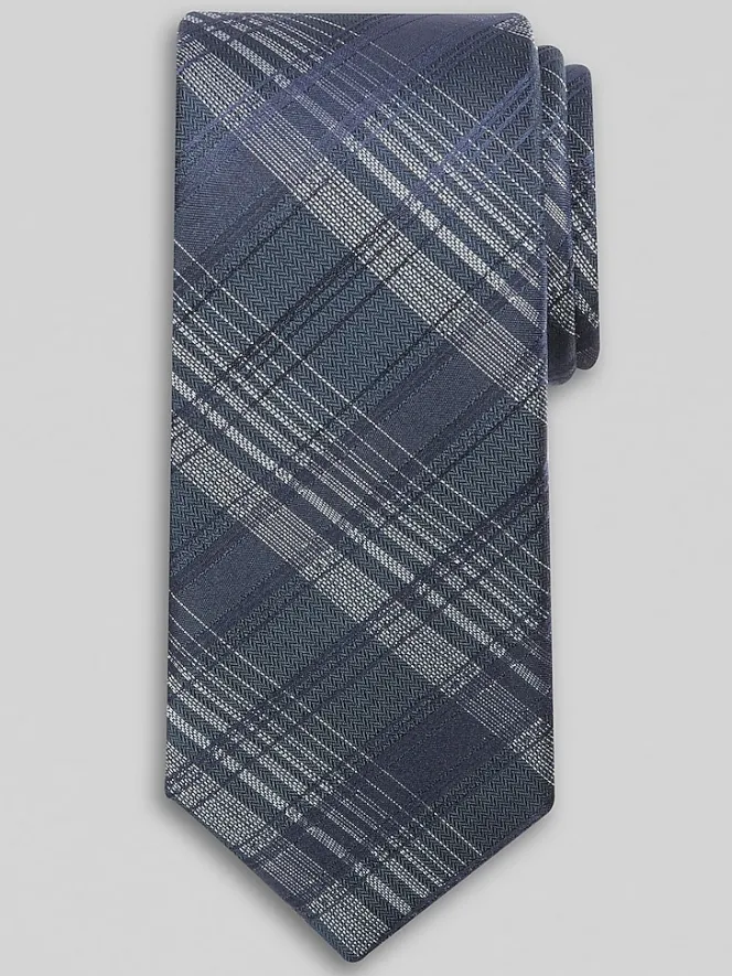 Ties-Awearness Kenneth Cole Pick Stitch Plaid Tie Black