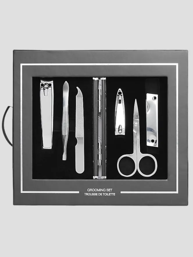 Cologne & Skincare-Men's Wearhouse 6-Piece Stainless Steel Manicure Set Black
