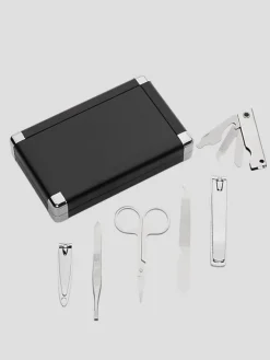 Cologne & Skincare-Men's Wearhouse 6-Piece Stainless Steel Manicure Set Black