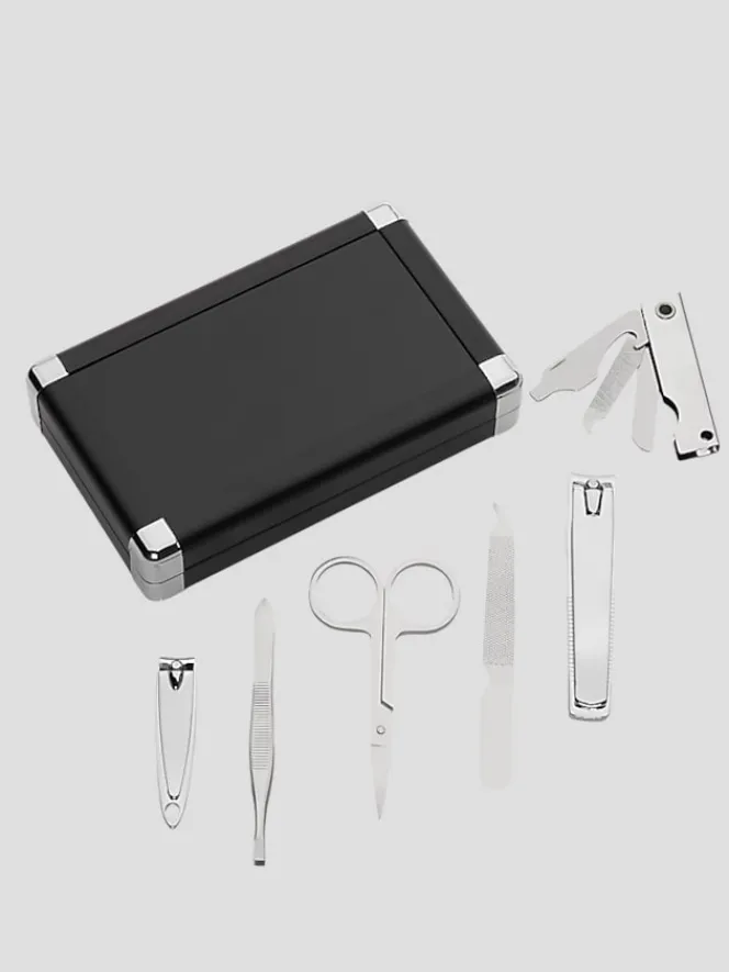 Cologne & Skincare-Men's Wearhouse 6-Piece Stainless Steel Manicure Set Black