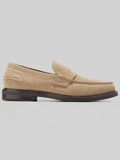 Loafers & Slip-ons-Cole Haan Pinch Prep Penny Loafers Birch Beige Suede