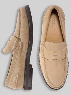 Loafers & Slip-ons-Cole Haan Pinch Prep Penny Loafers Birch Beige Suede