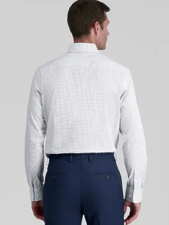 Patterned Dress Shirts|Designer Dress Shirts-Haggar Premium Comfort Classic Fit Check Dress Shirt White Fancy