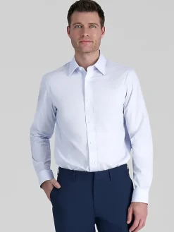 Patterned Dress Shirts|Designer Dress Shirts-Haggar Premium Comfort Classic Fit Stripe Dress Shirt Blue Stripe