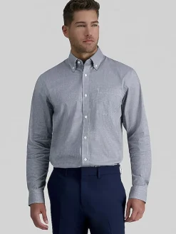 Patterned Dress Shirts|Designer Dress Shirts-Haggar Premium Comfort Classic Fit Check Dress Shirt Black Check