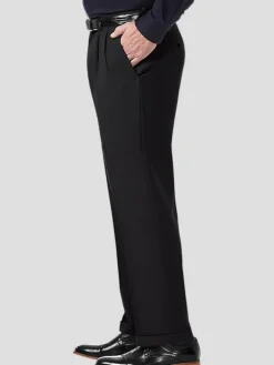 Dress Pants-Haggar Premium Comfort Classic Fit Pleat Front Pant Black