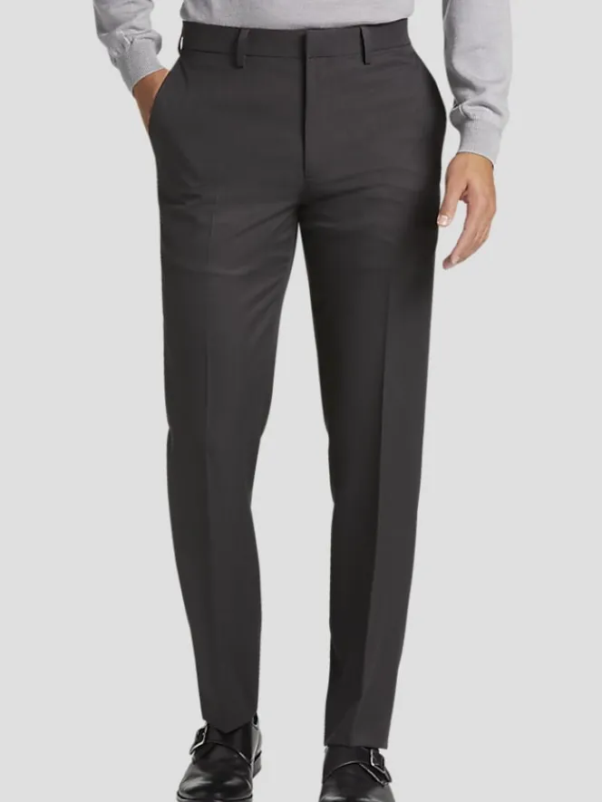Dress Pants-Haggar Premium Comfort Slim Fit Flat Front Dress Pant Black