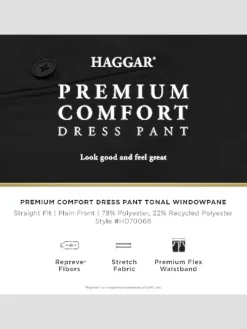 Dress Pants-Haggar Premium Comfort Straight Fit Flat Front Dress Pant Charcoal