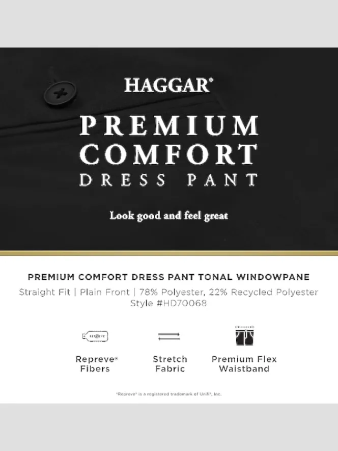 Dress Pants-Haggar Premium Comfort Straight Fit Flat Front Dress Pant Charcoal
