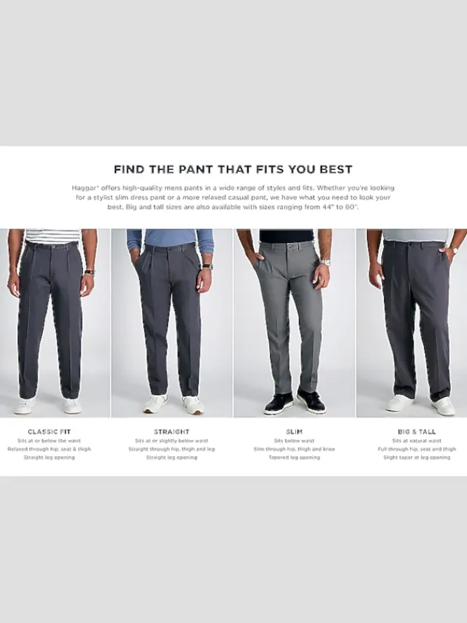 Dress Pants-Haggar Premium Comfort Straight Fit Flat Front Dress Pant Charcoal