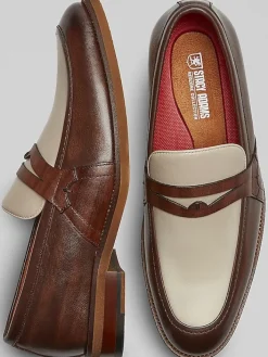 Loafers & Slip-ons-Stacy Adams Prichard Moc Toe Penny Loafers Brown/White