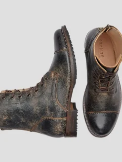 Boots-Bedstu Protege Leather Lace-Up Cap Toe Boot Black