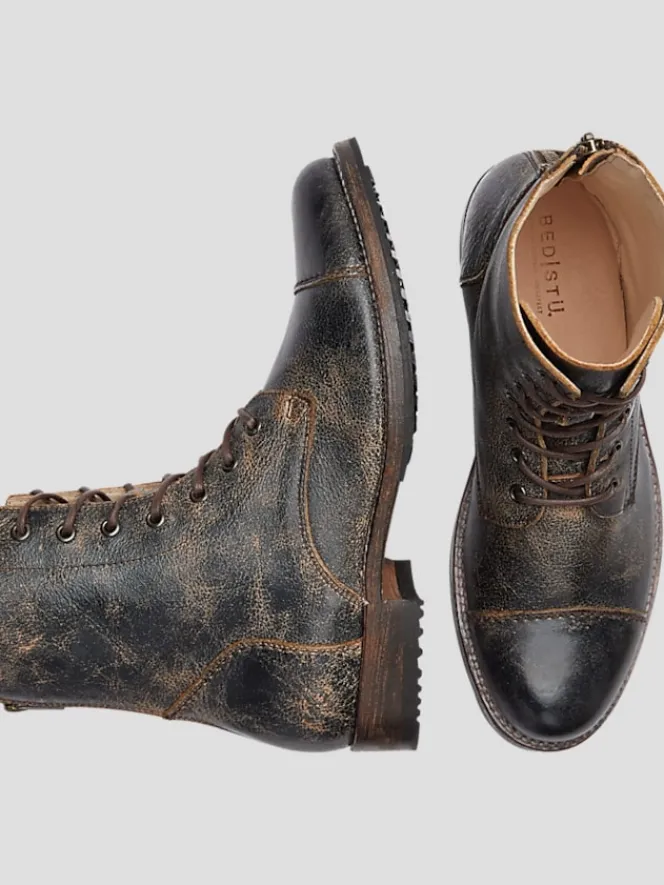 Boots-Bedstu Protege Leather Lace-Up Cap Toe Boot Black