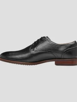 Oxfords|Dress & Formal Shoes-Florsheim Remi Leather Plain Toe Lace-Up Oxfords Black