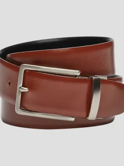 Belts-Joseph Abboud Reversible Leather Belt Black