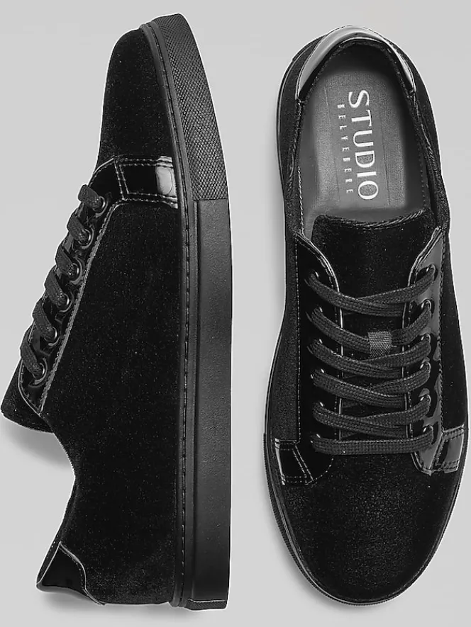 Dress & Formal Shoes-Belvedere Rico Formal Velvet Sneakers Black