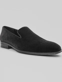 Loafers & Slip-ons|Dress & Formal Shoes-Stacy Adams Savian Plain Toe Velour Formal Loafers Black
