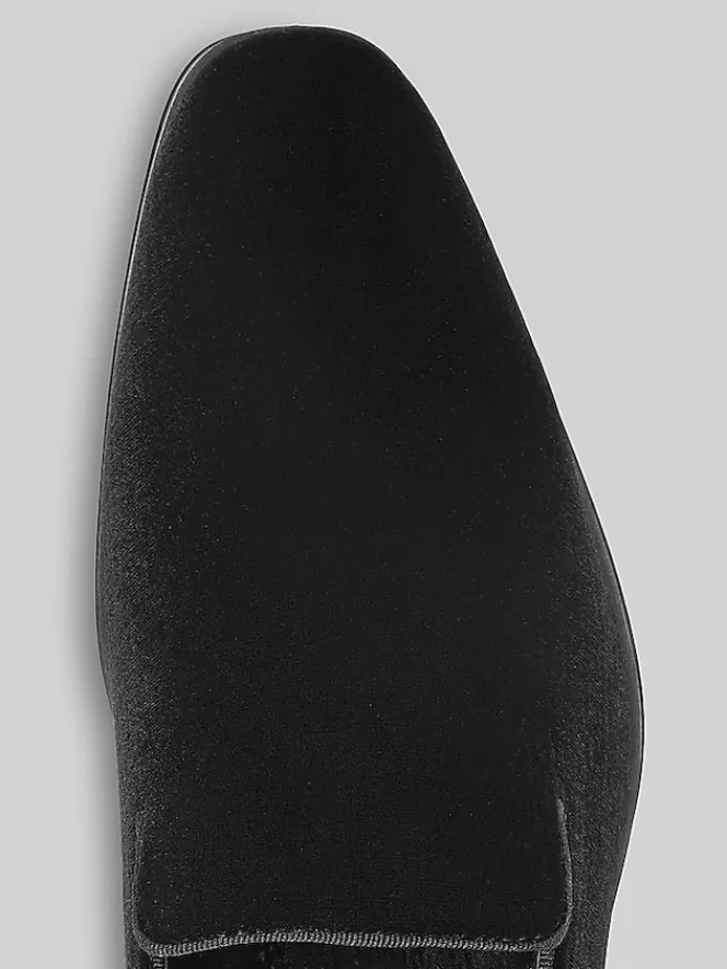 Loafers & Slip-ons|Dress & Formal Shoes-Stacy Adams Savian Plain Toe Velour Formal Loafers Black