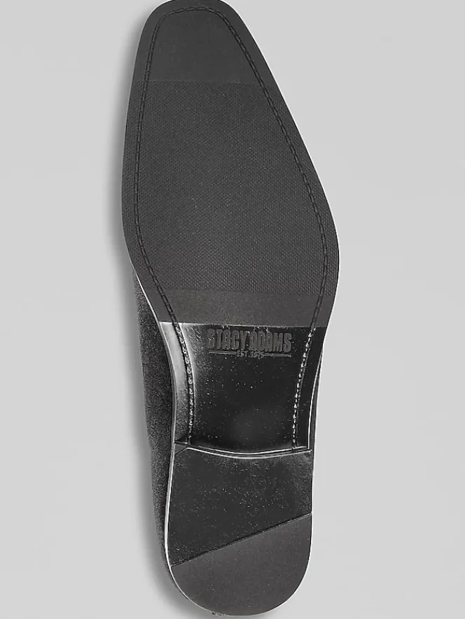 Loafers & Slip-ons|Dress & Formal Shoes-Stacy Adams Savian Plain Toe Velour Formal Loafers Black