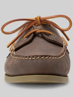 Loafers & Slip-ons|Casual Shoes-Eastland Seadog Moc Toe Boat Shoes Brown/White