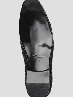 Loafers & Slip-ons|Dress & Formal Shoes-Moretti Shepard Velvet Beaded Smoking Shoes Navy