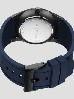Watches-Kenneth Cole Silicone Strap Watch Blue