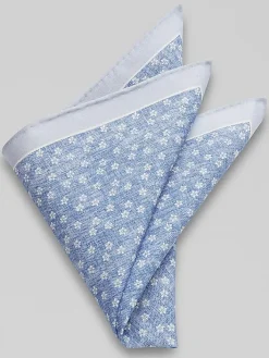 Formal Accessories|Pocket Squares-Joseph Abboud Simple Floral Pocket Square Light Blue