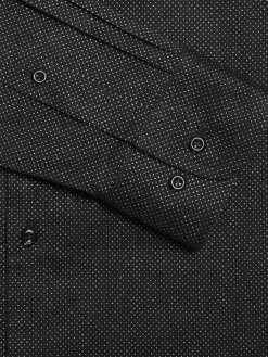 Dress Shirts|Patterned Dress Shirts-Egara Skinny Fit Dot Dress Shirt Formal Black