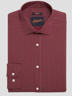 Dress Shirts|Patterned Dress Shirts-Egara Skinny Fit Dot Dress Shirt Red