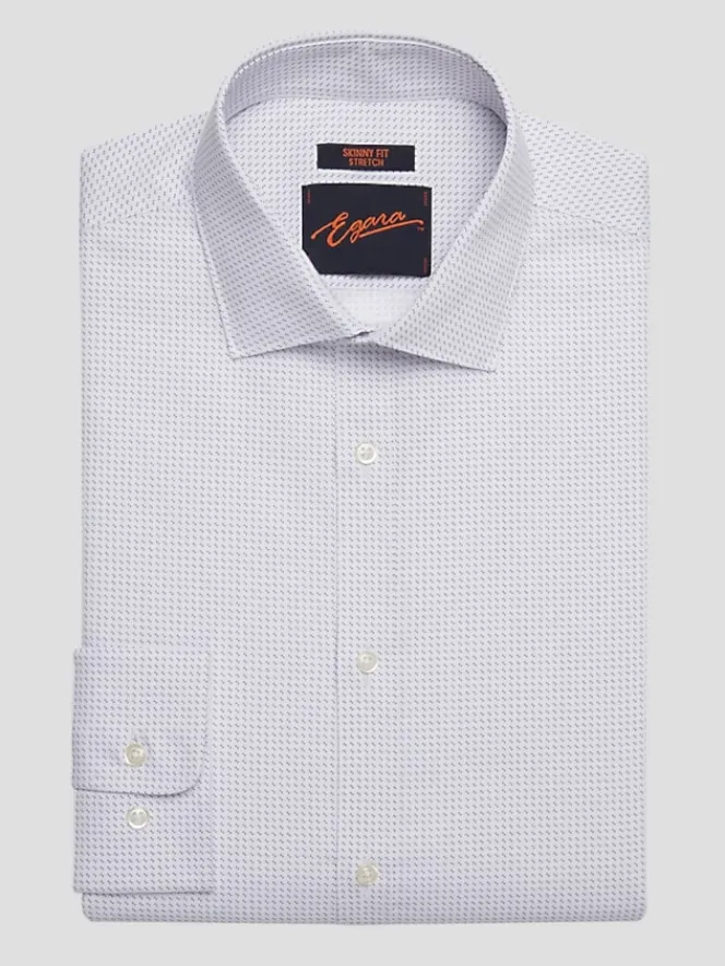 Dress Shirts|Patterned Dress Shirts-Egara Skinny Fit Double Dot Dress Shirt Lavender