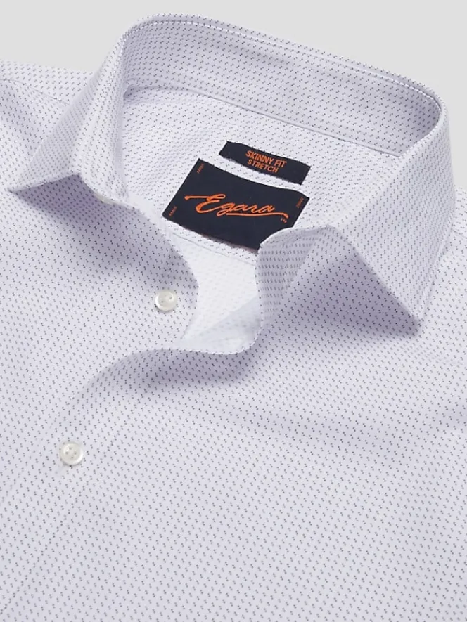 Dress Shirts|Patterned Dress Shirts-Egara Skinny Fit Double Dot Dress Shirt Lavender
