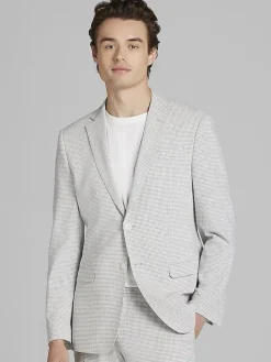 3-piece Suits|Suit Separates-Egara Skinny Fit Gingham Seersucker Suit Jacket Grey/White