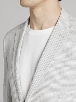 3-piece Suits|Suit Separates-Egara Skinny Fit Gingham Seersucker Suit Jacket Grey/White