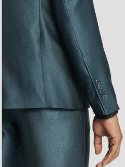 3-piece Suits|Suit Separates-Egara Skinny Fit Peak Lapel Shiny Suit Jacket Black