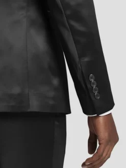 3-piece Suits|Suit Separates-Egara Skinny Fit Shiny Suit Jacket Black Shiny