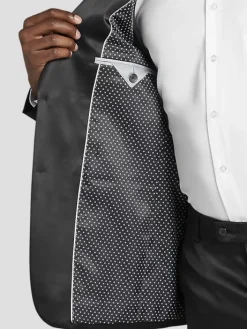 3-piece Suits|Suit Separates-Egara Skinny Fit Shiny Suit Jacket Black Shiny