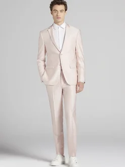 3-piece Suits|Suit Separates-Egara Skinny Fit Shiny Suit Jacket Blush Shiny
