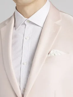 3-piece Suits|Suit Separates-Egara Skinny Fit Shiny Suit Jacket Blush Shiny