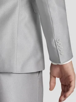 Suit Separates|3-piece Suits-Egara Skinny Fit Shiny Suit Jacket Pewter Shiny