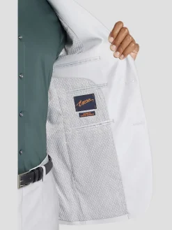 3-piece Suits|Suit Separates-Egara Skinny Fit Shiny Suit Jacket Platinum