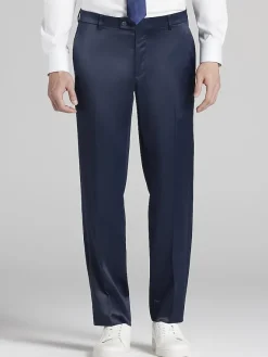 Dress Pants|3-piece Suits-Egara Skinny Fit Shiny Suit Pants Navy Shiny