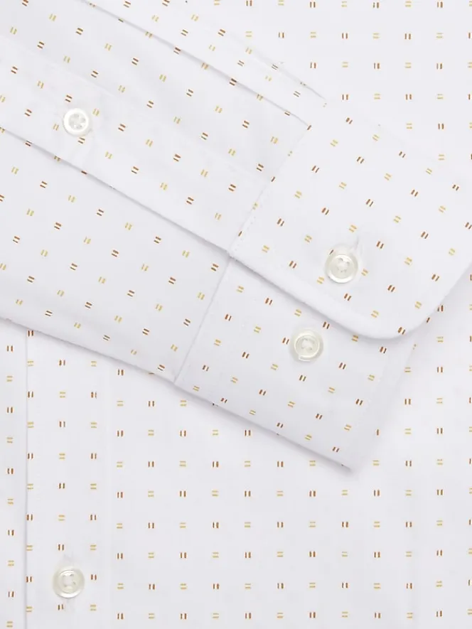 Big & Tall Dress Shirts|Patterned Dress Shirts-Egara Skinny Fit Square Pattern Dress Shirt Rust