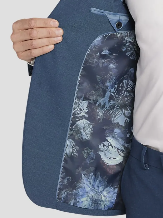 3-piece Suits|Suit Separates-Egara Skinny Fit Suit Jacket Teal