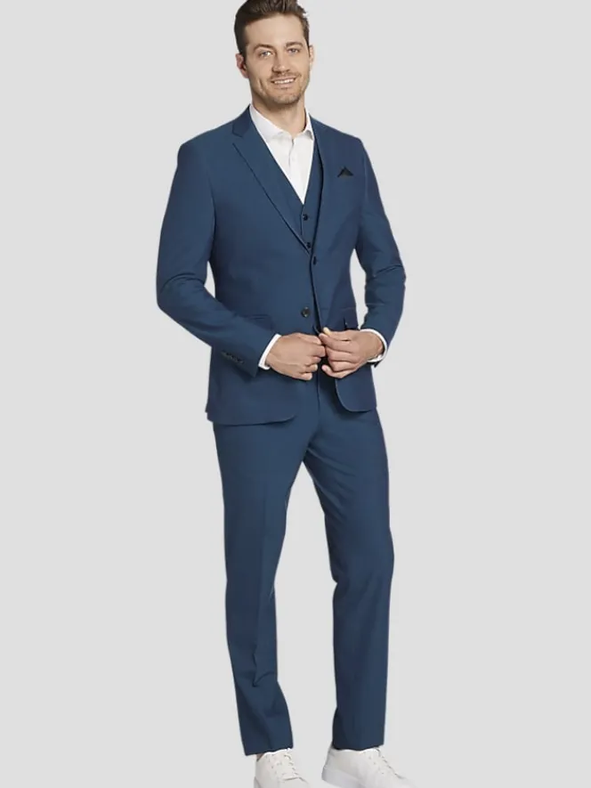 3-piece Suits|Suit Separates-Egara Skinny Fit Suit Jacket Teal